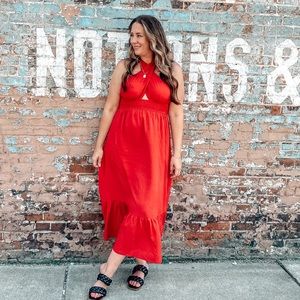 NWT Red Cross cross top maxi dress